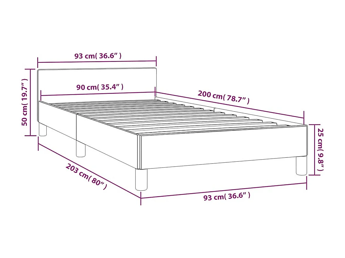 Lit avec tête de lit Blanc 90x200 Similicuir