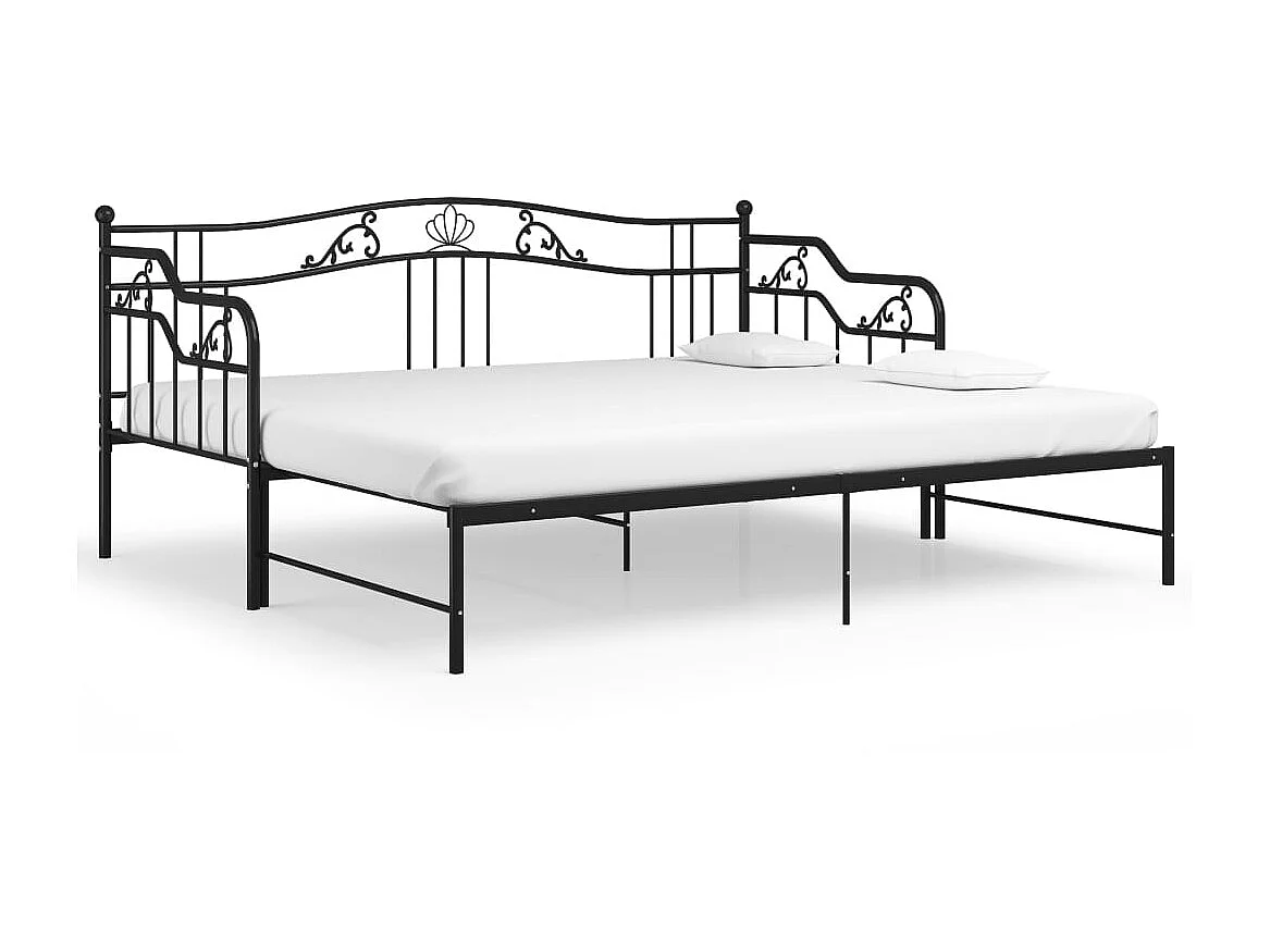 Cadre de canapé-lit extensible Noir Métal 90x200 3