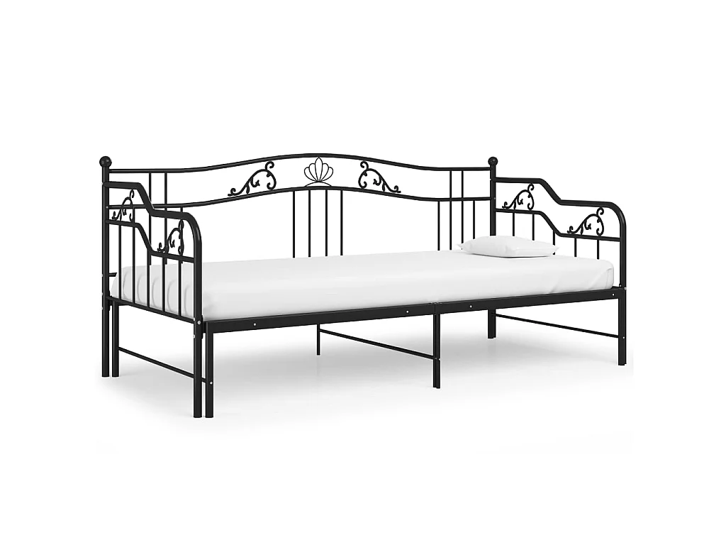 Cadre de canapé-lit extensible Noir Métal 90x200 3