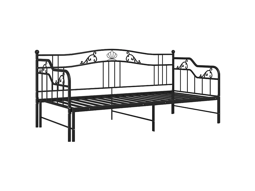 Cadre de canapé-lit extensible Noir Métal 90x200 3