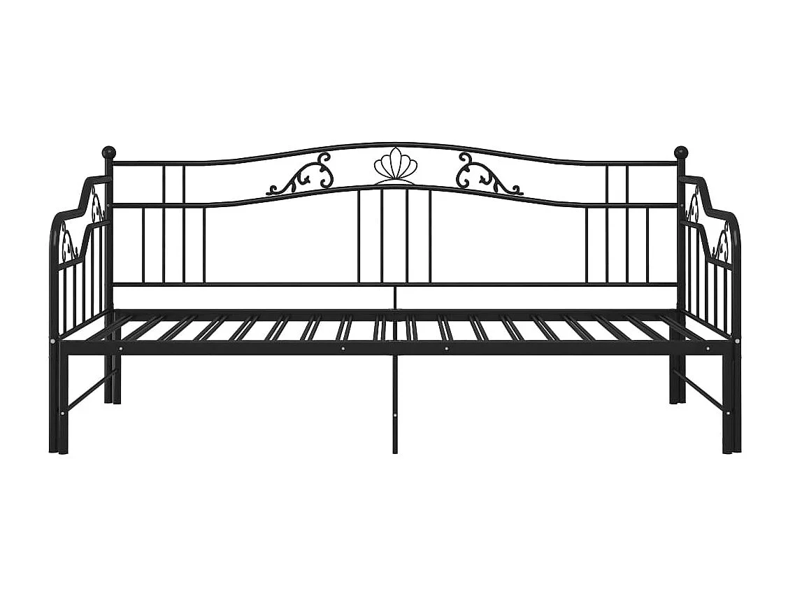 Cadre de canapé-lit extensible Noir Métal 90x200 3