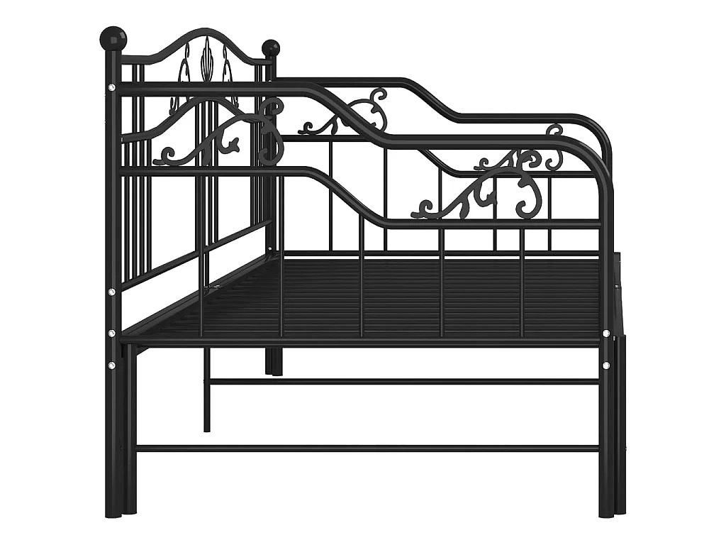 Cadre de canapé-lit extensible Noir Métal 90x200 3