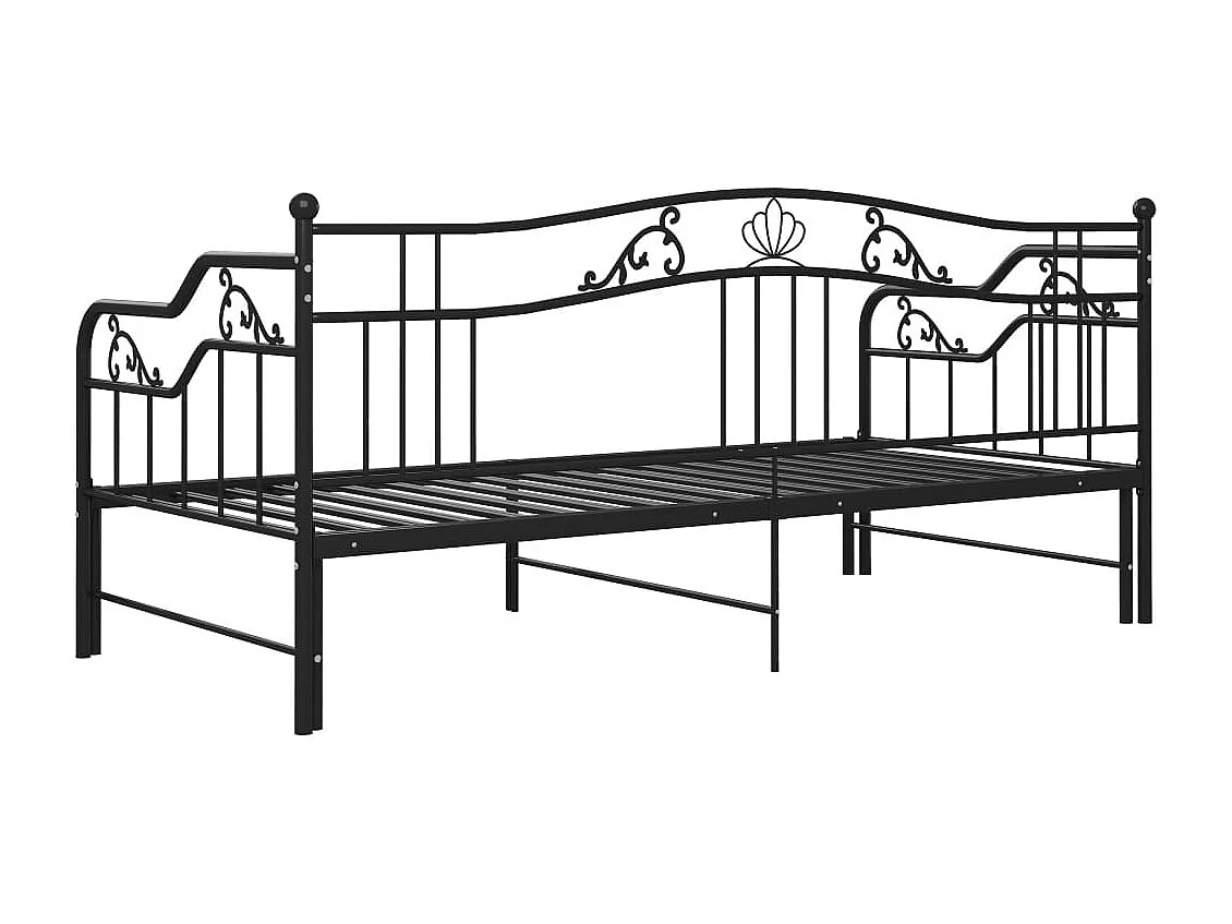 Cadre de canapé-lit extensible Noir Métal 90x200 3