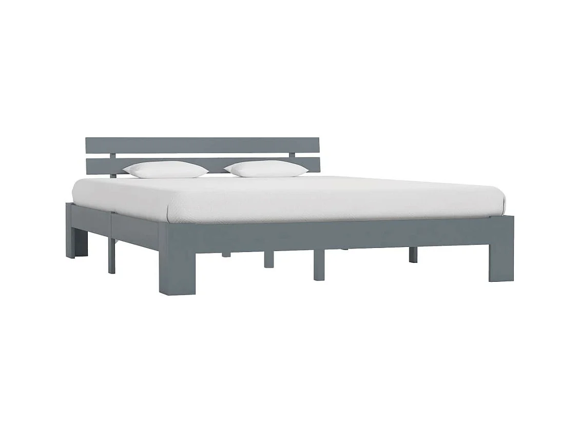Lit Gris Bois de pin massif 160x200