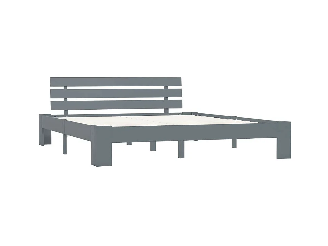 Lit Gris Bois de pin massif 160x200