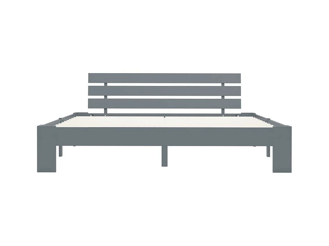 Lit Gris Bois de pin massif 160x200