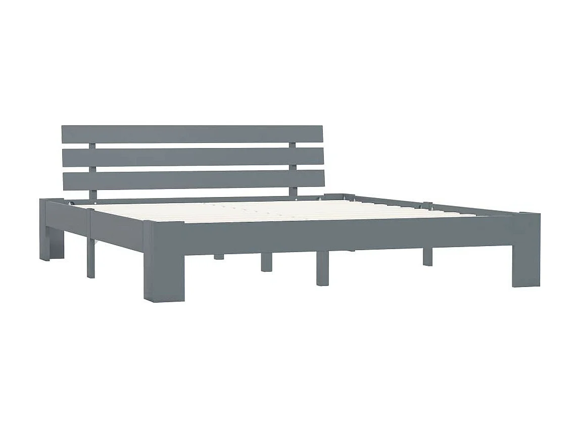 Lit Gris Bois de pin massif 160x200