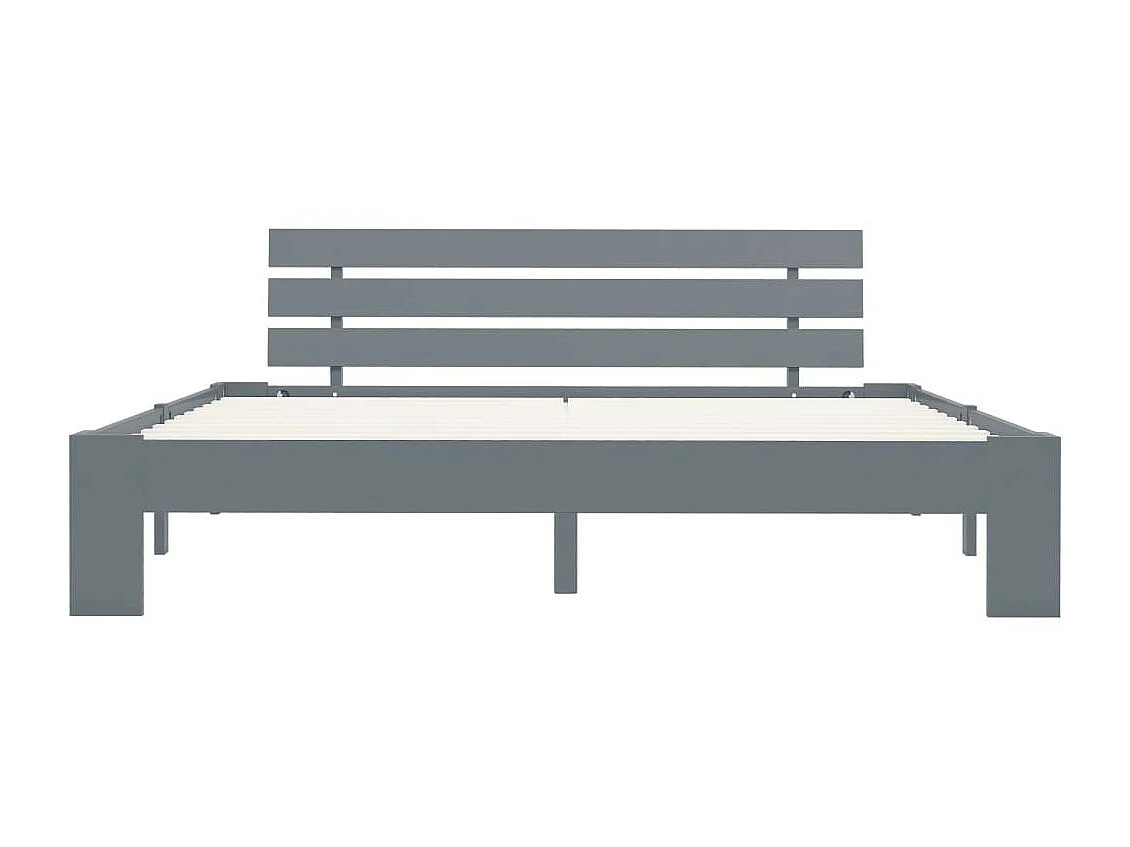 Lit Gris Bois de pin massif 160x200