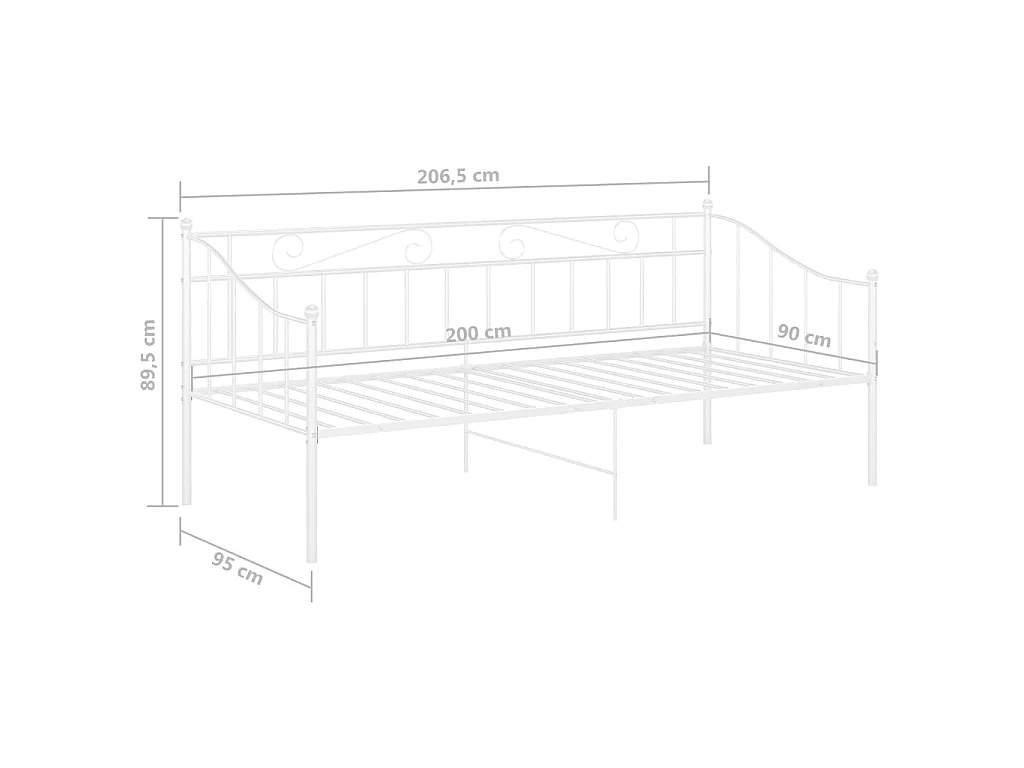 Cadre de canapé-lit Blanc Métal 90x200 3