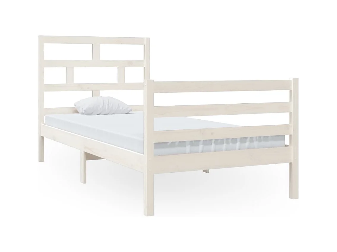 Lit Blanc Bois de pin massif 90x200