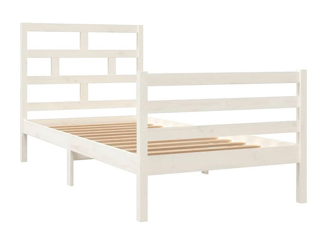 Lit Blanc Bois de pin massif 90x200