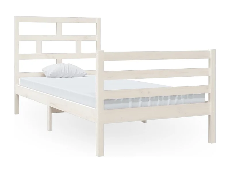 Lit Blanc Bois de pin massif 90x200