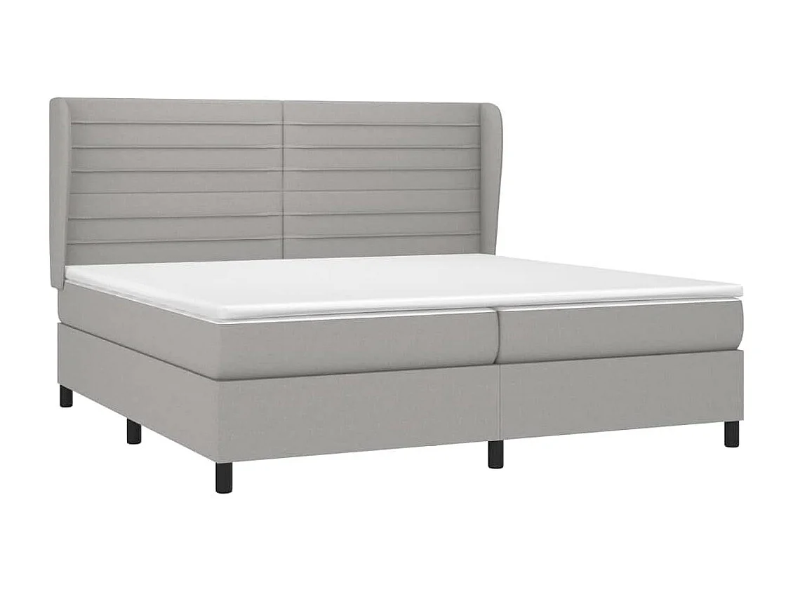 Lit à sommier tapissier avec matelas Gris clair 200x200 Tissu 8