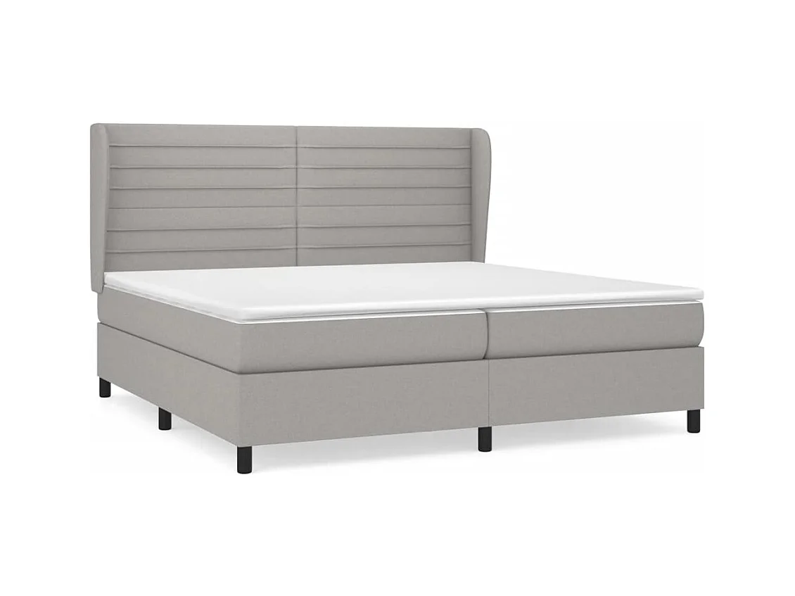 Lit à sommier tapissier avec matelas Gris clair 200x200 Tissu 8