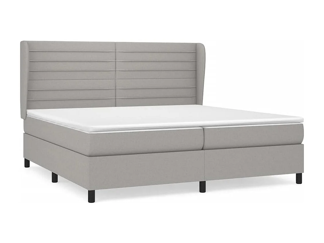 Lit à sommier tapissier avec matelas Gris clair 200x200 Tissu 8