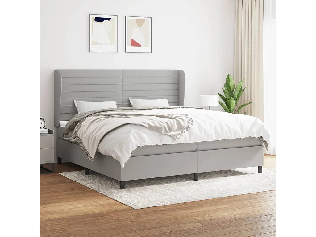 Lit à sommier tapissier avec matelas Gris clair 200x200 Tissu 8