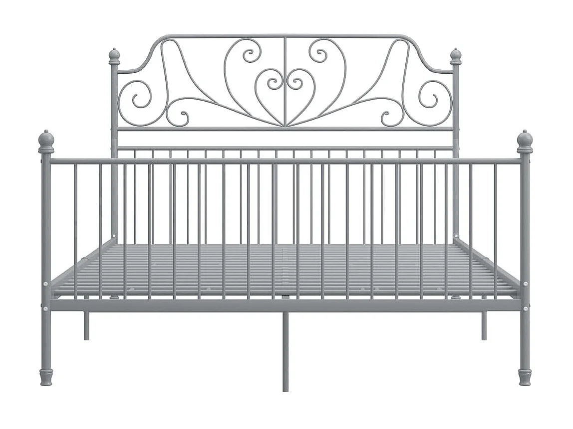 Lit Gris Métal et contreplaqué 160x200