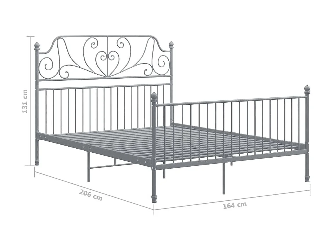 Lit Gris Métal et contreplaqué 160x200