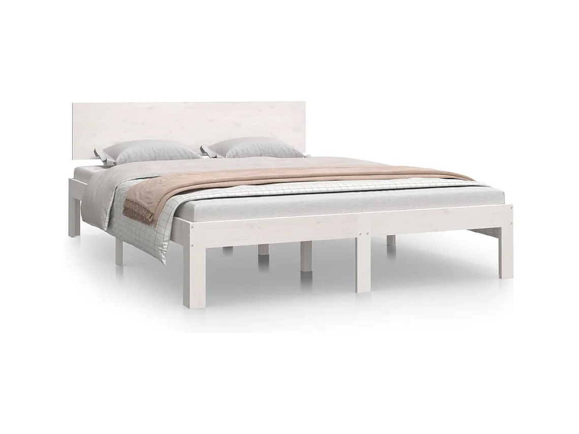 Lit Blanc Bois massif 150x200 Très grand 4