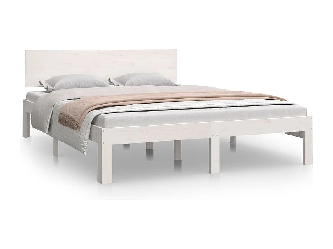 Lit Blanc Bois massif 150x200 Très grand 4