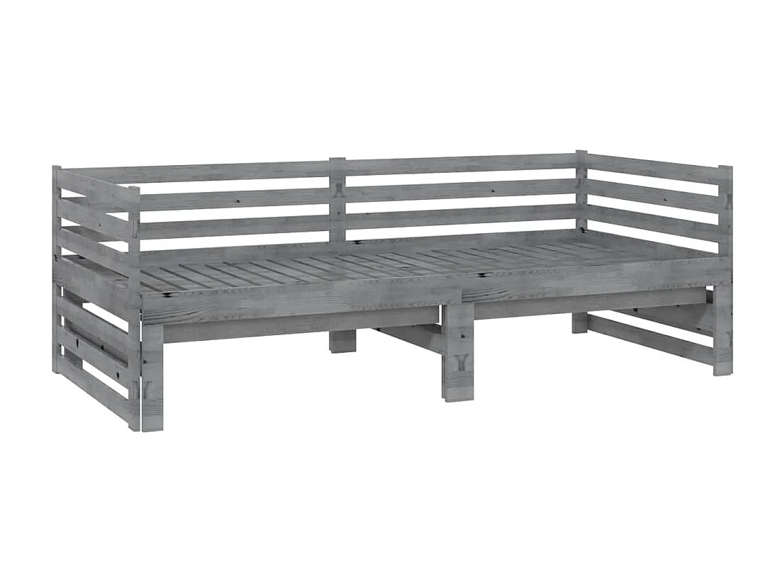 Lit coulissant 2x(90x200) cm Gris Bois de pin massif 8