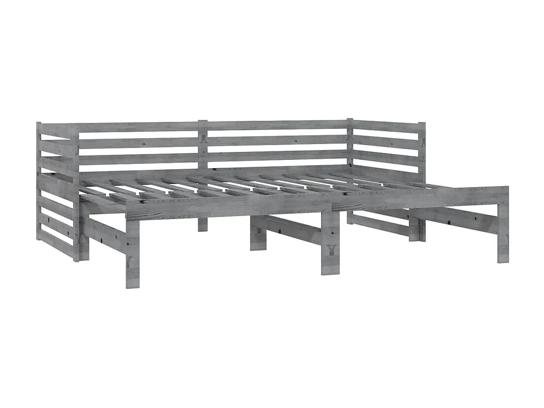 Lit coulissant 2x(90x200) cm Gris Bois de pin massif 8
