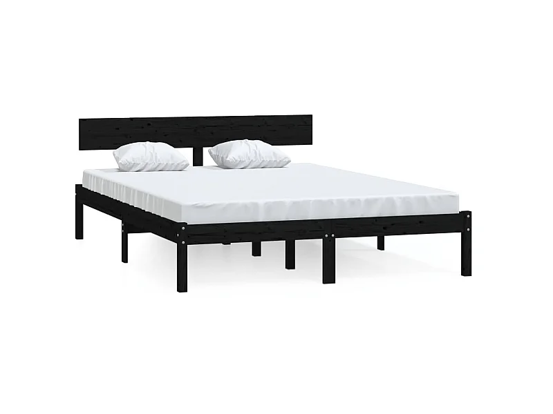 Lit Bois de pin massif noir 160x200 Natura