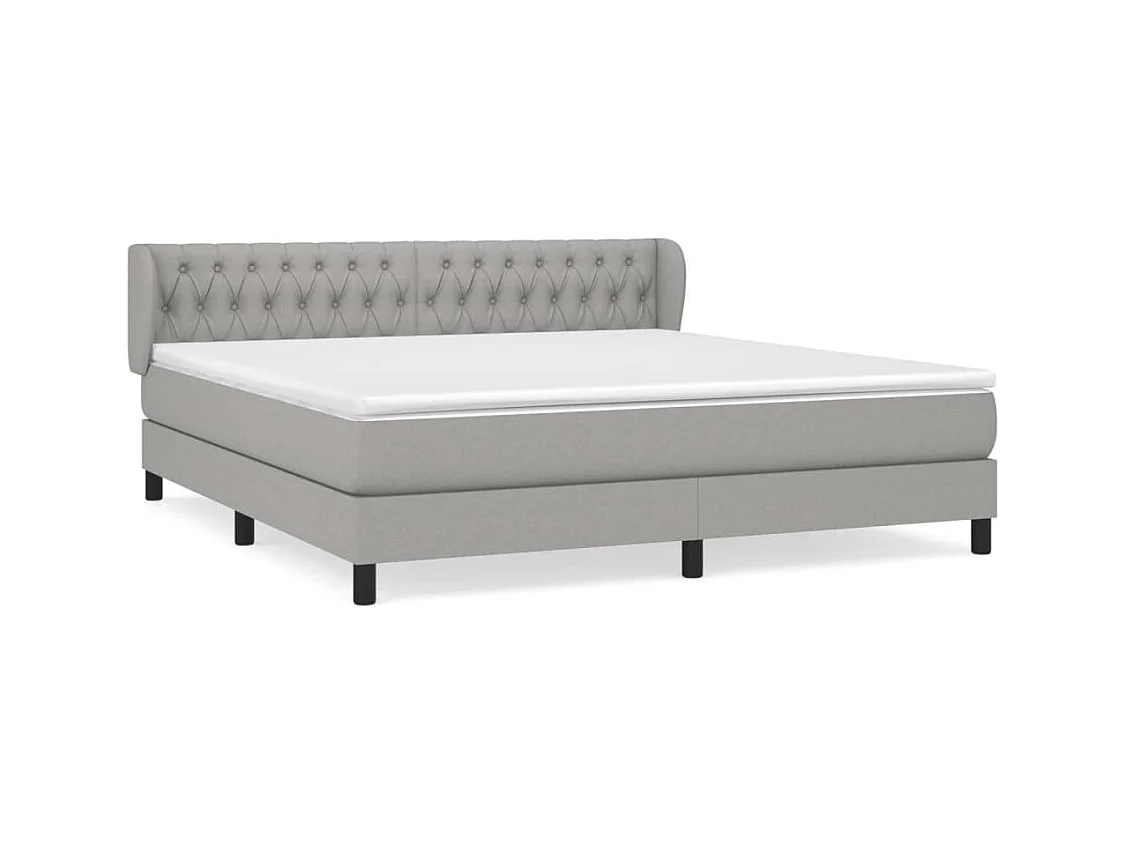 Lit à sommier tapissier avec matelas Gris clair 180x200 Tissu 4