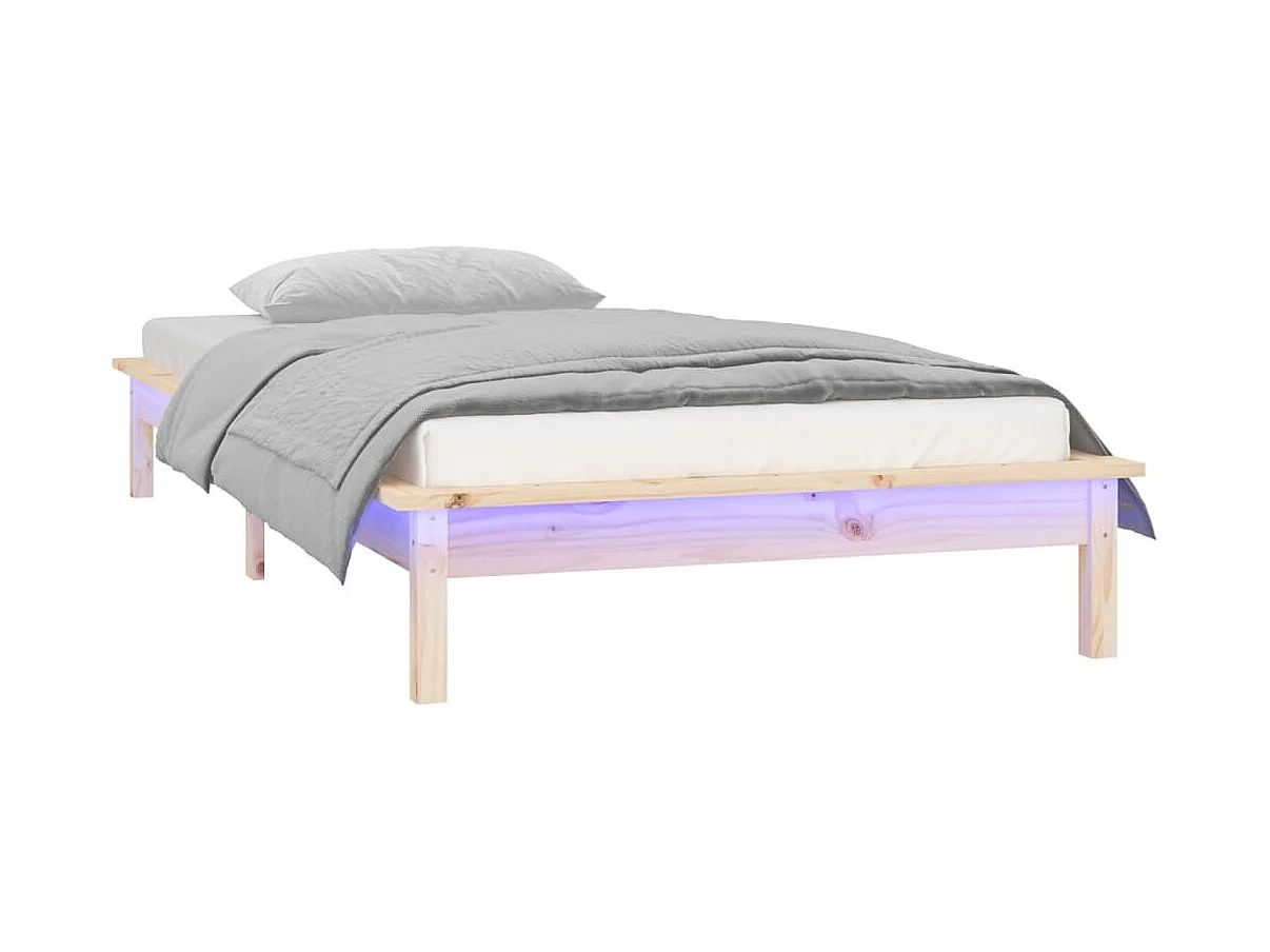 Lit à LED 90x200 Bois massif