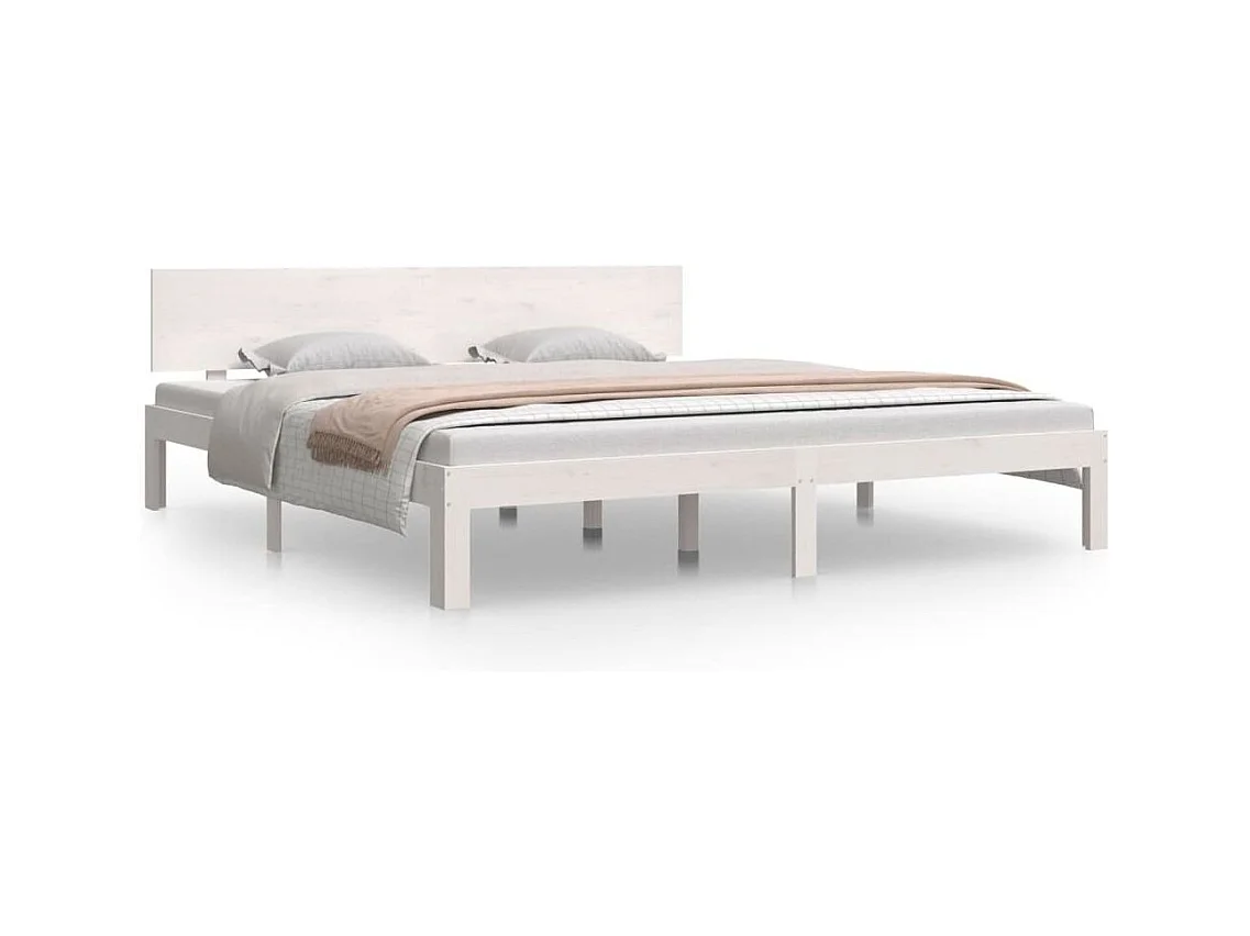 Lit Blanc Bois massif 180x200 Super King 3