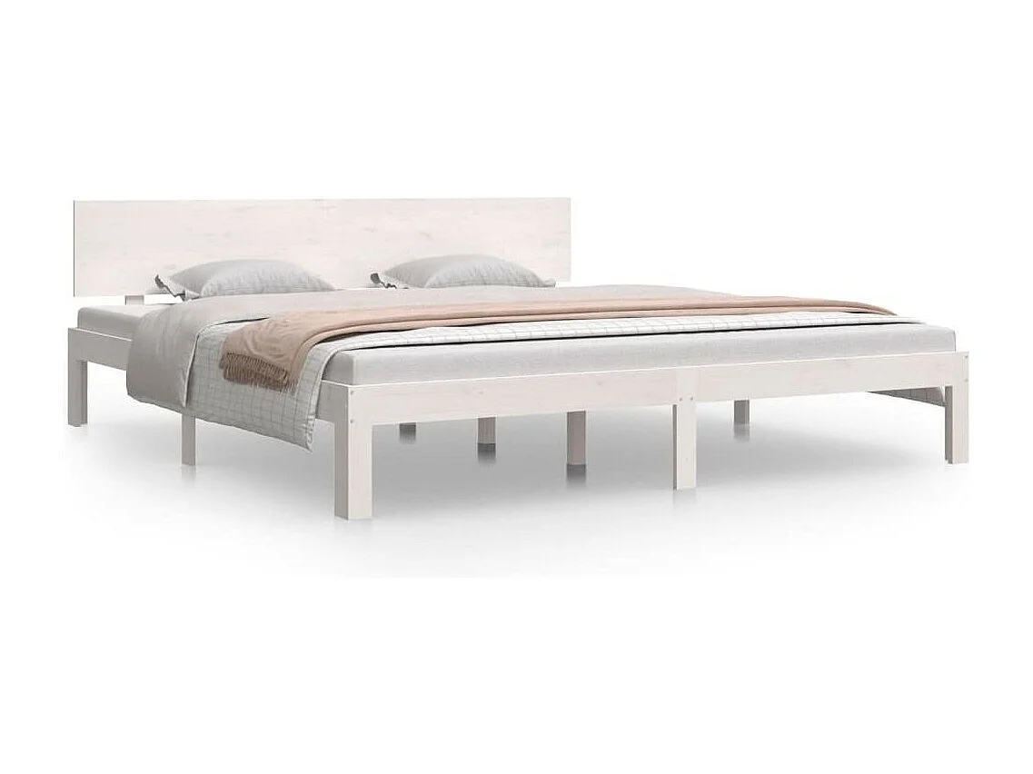 Estructura de cama Super King madera maciza blanco 180x200 cm