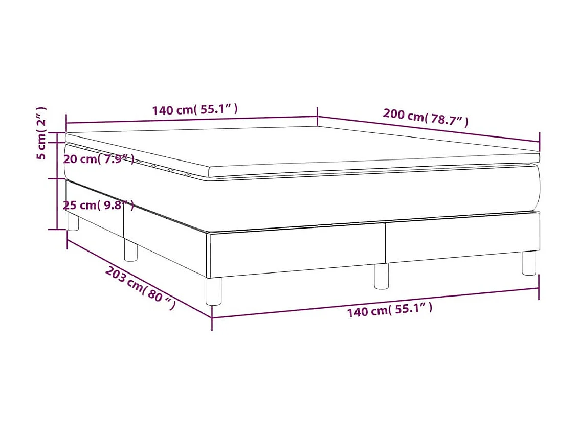 Lit à sommier tapissier avec matelas Noir 140x200 Tissu 3