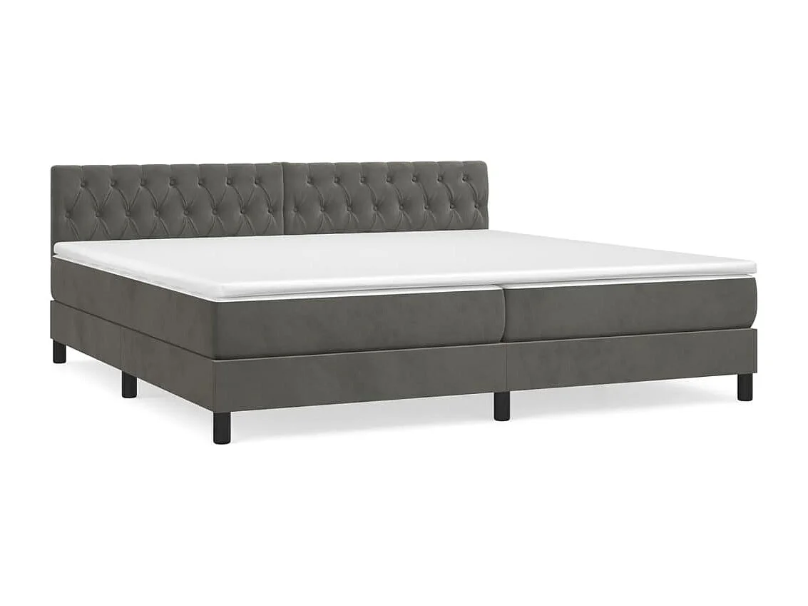 Lit à sommier tapissier et matelas Gris foncé 200x200 Velours