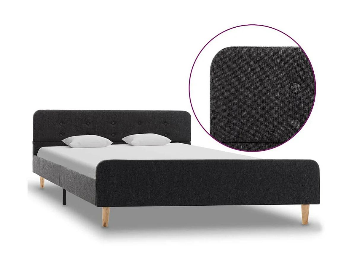 Cadre de lit Gris foncé Jute 160x200 2