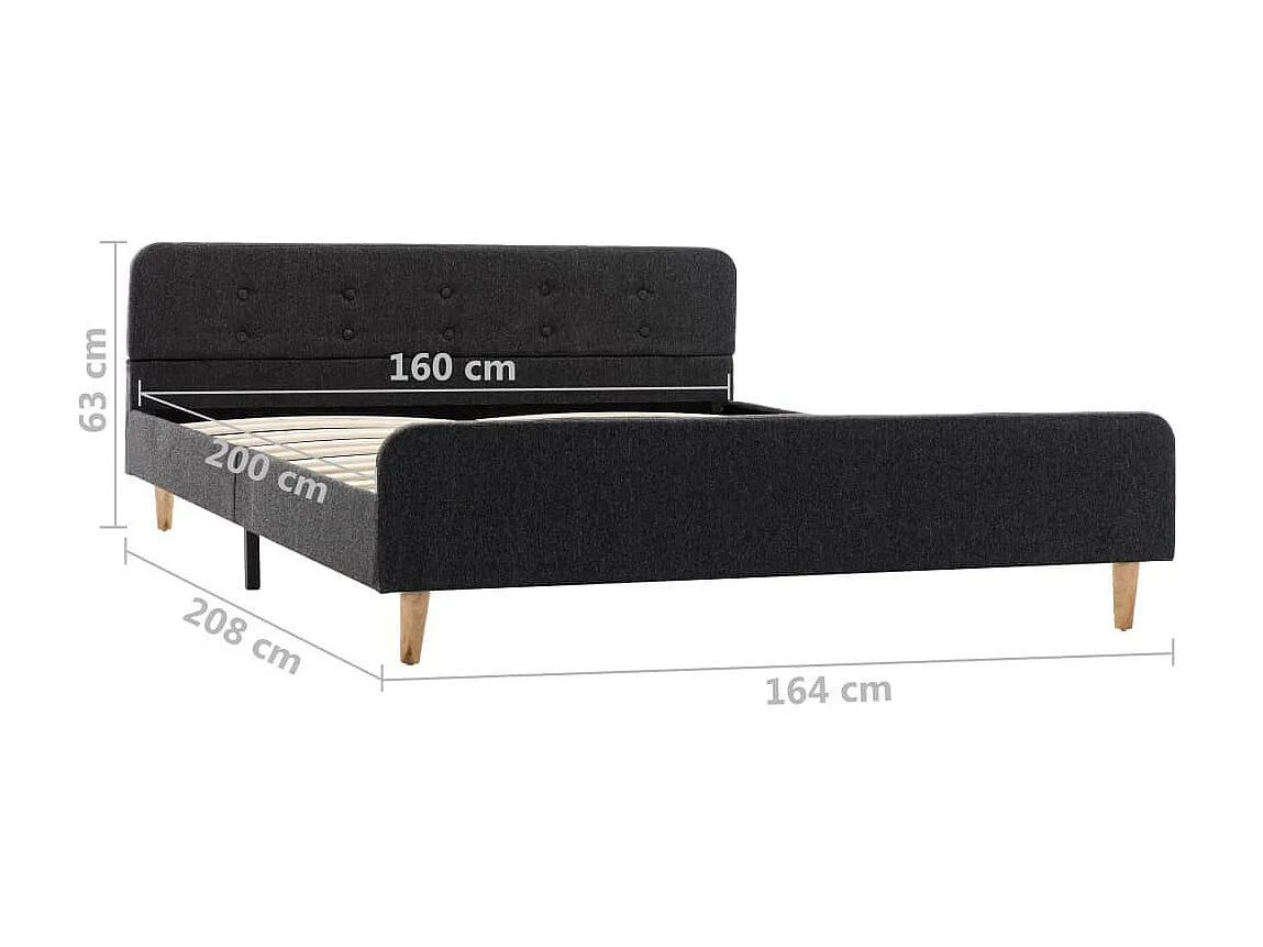 Cadre de lit Gris foncé Jute 160x200 2