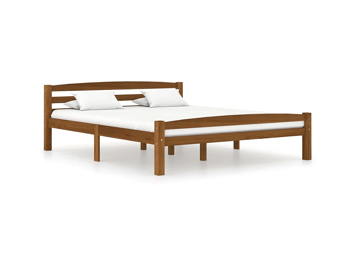 Lit Marron miel Bois de pin massif 160x200 12