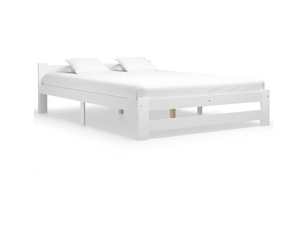 Lit Blanc Bois de pin massif 180x200 2