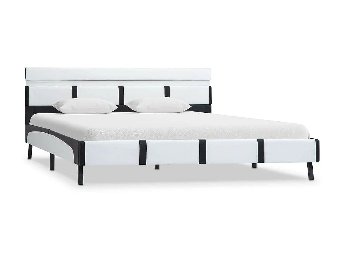 Lit avec LED Blanc Similicuir 140x200 2