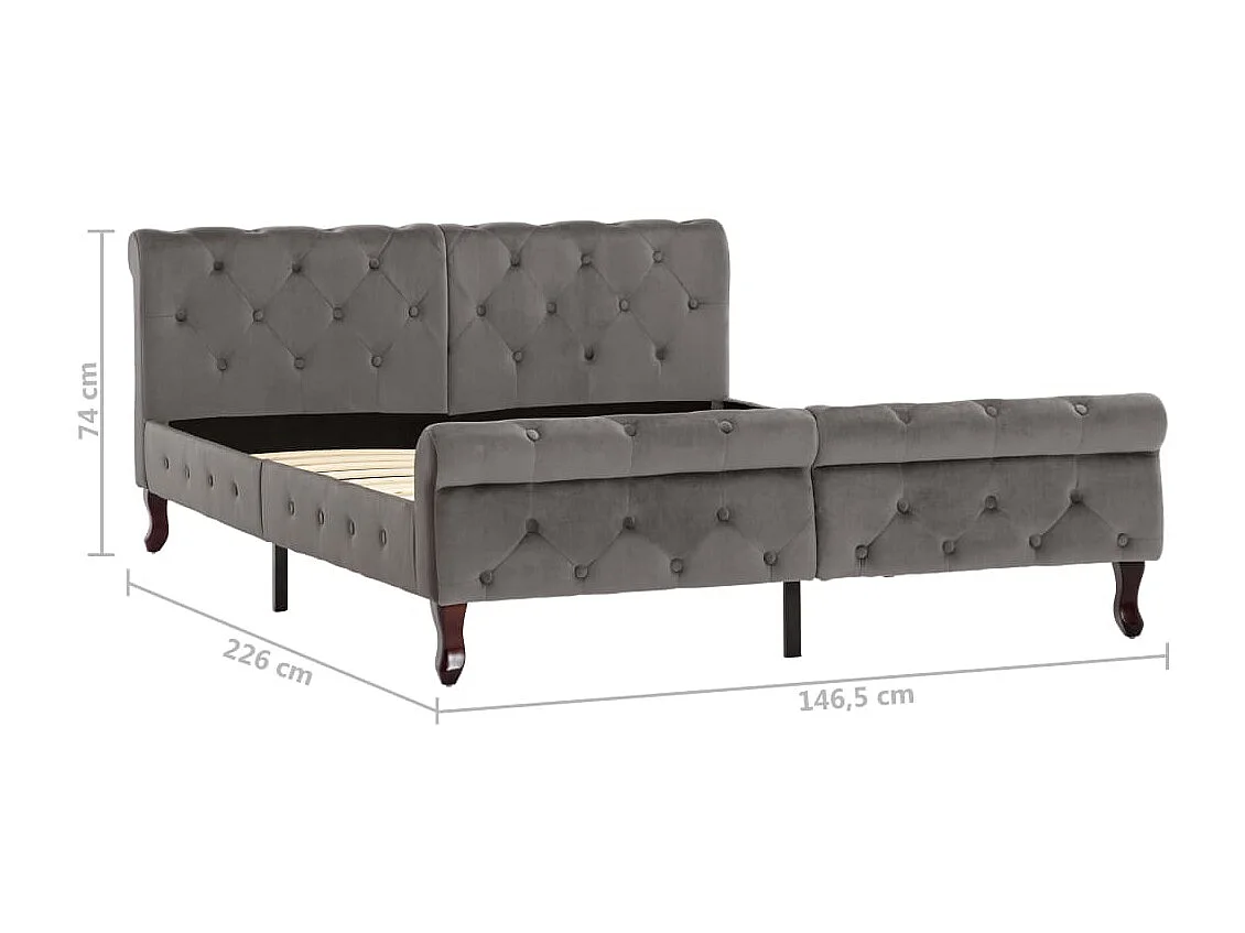 Lit Gris Velours 140x200 2