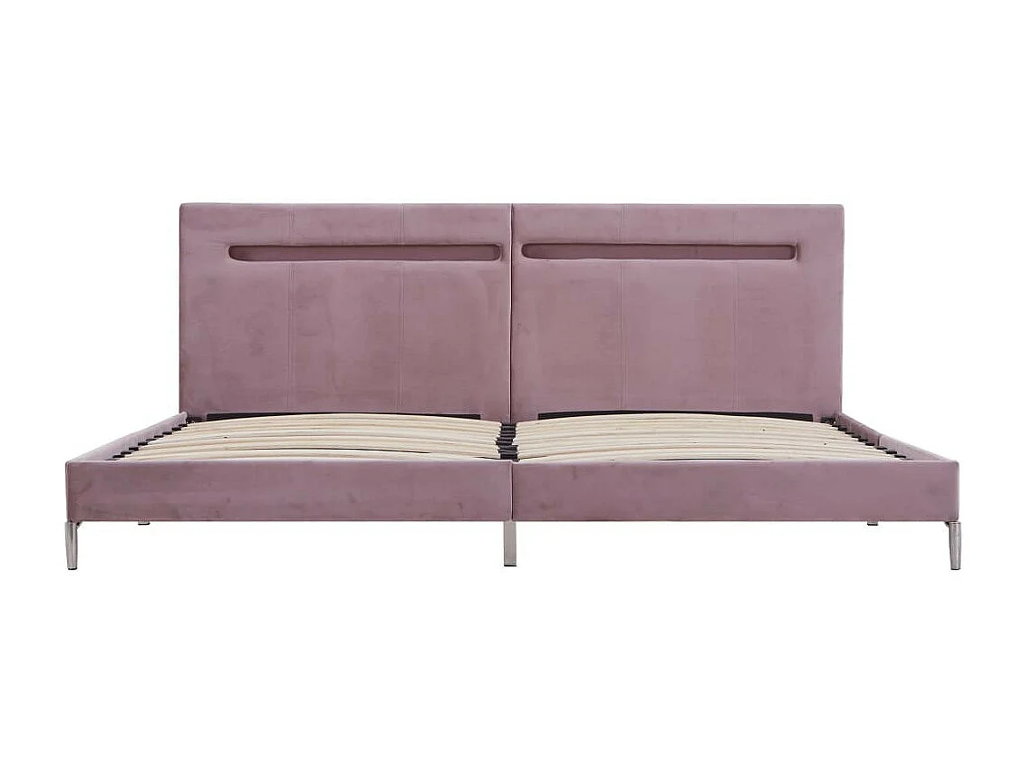 Lit avec LED Rose Tissu 180x200