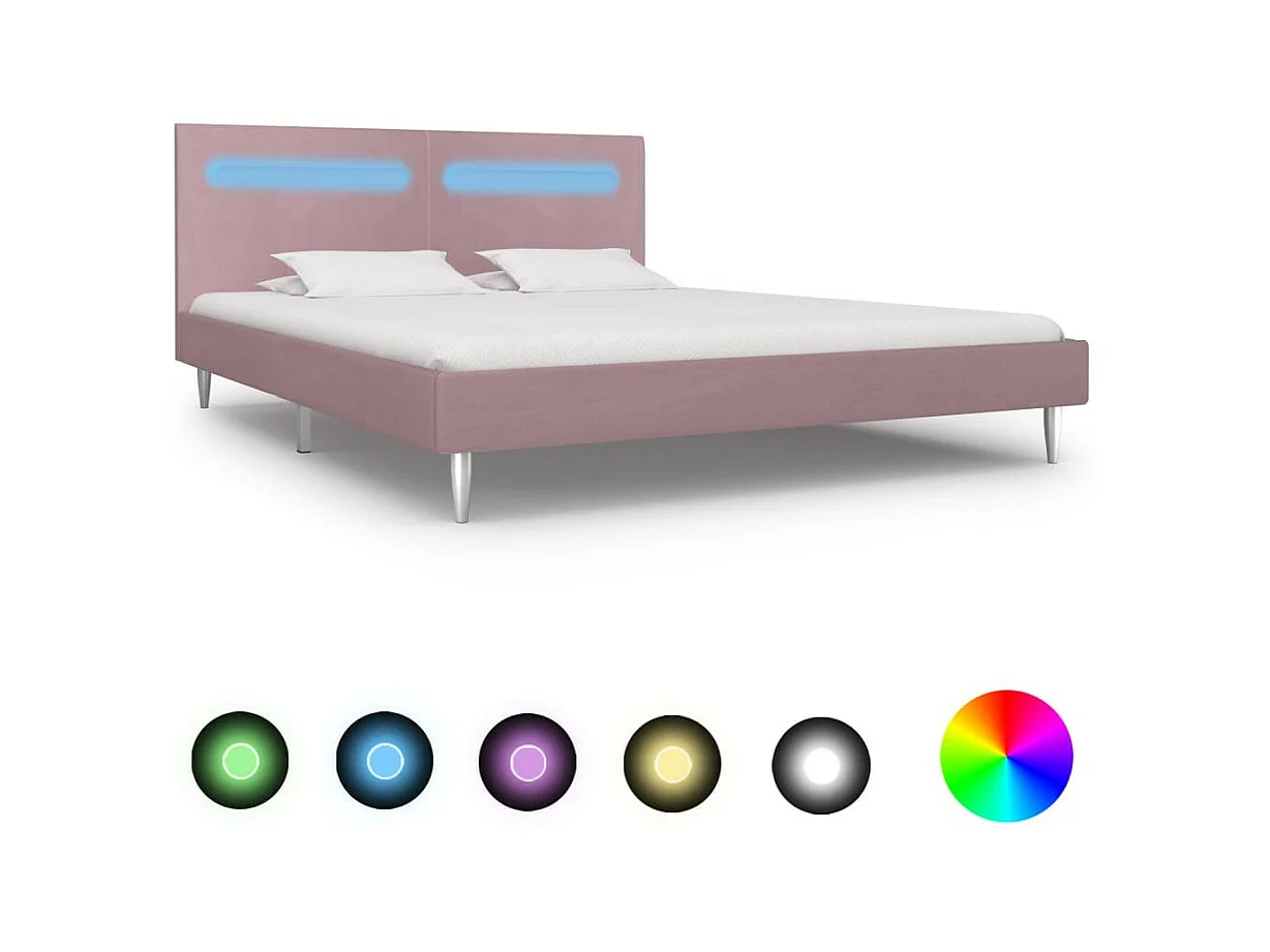 Lit avec LED Rose Tissu 180x200