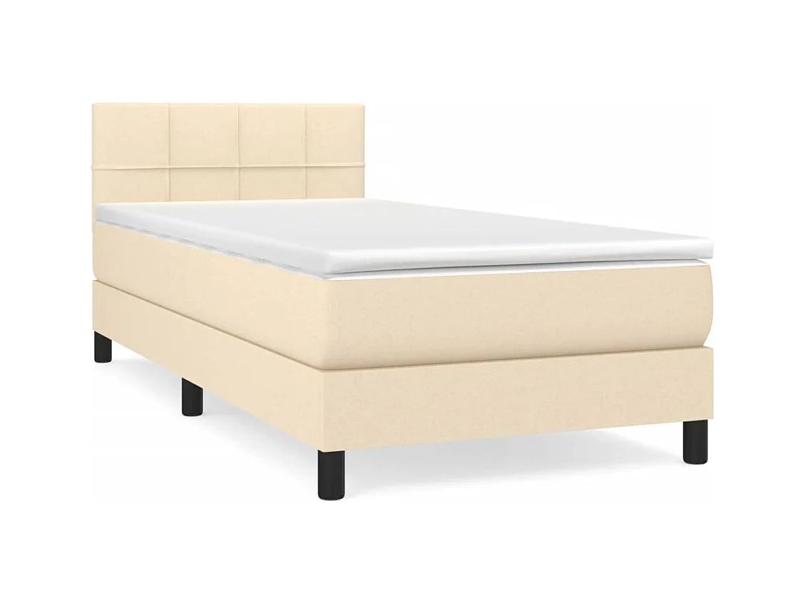 Lit à sommier tapissier avec matelas Crème 80x200 Tissu 3