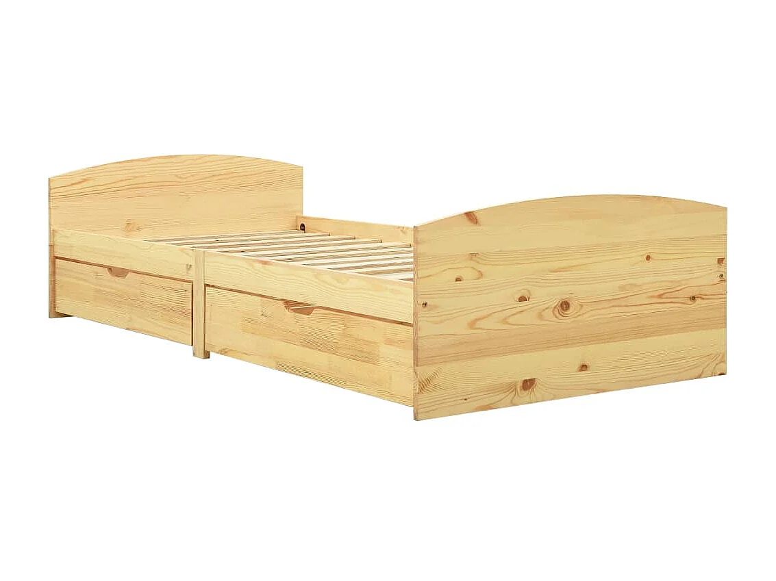 Lit avec 2 tiroirs Bois de pin massif 90x200 6