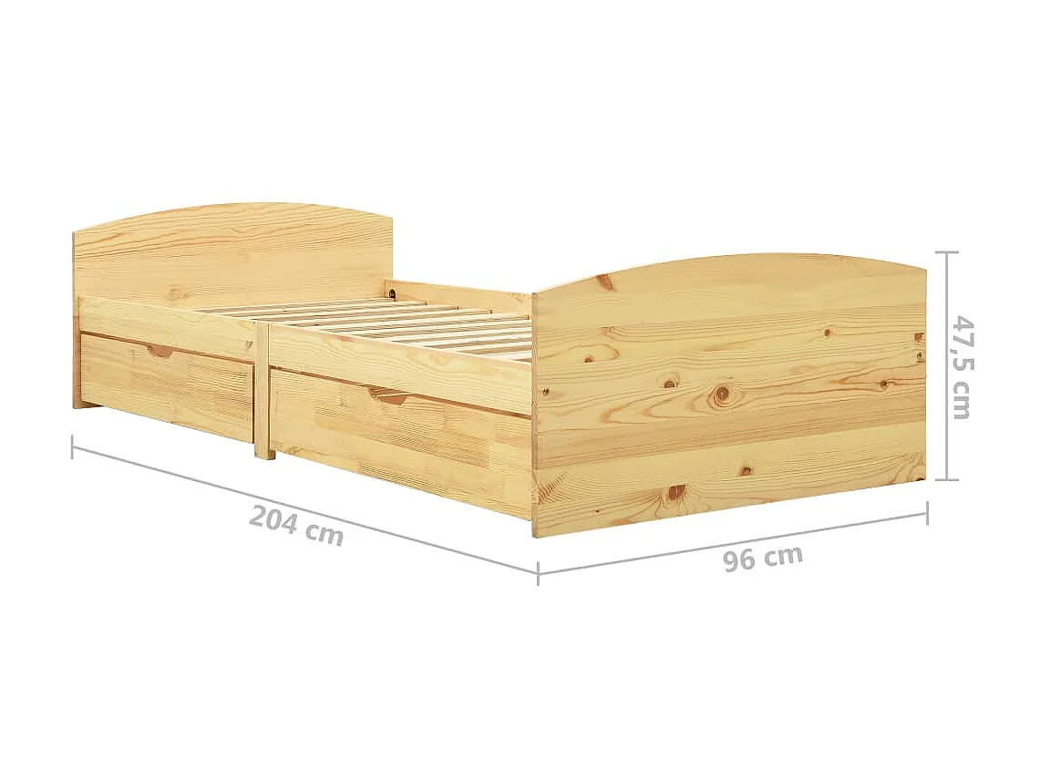 Lit avec 2 tiroirs Bois de pin massif 90x200 6