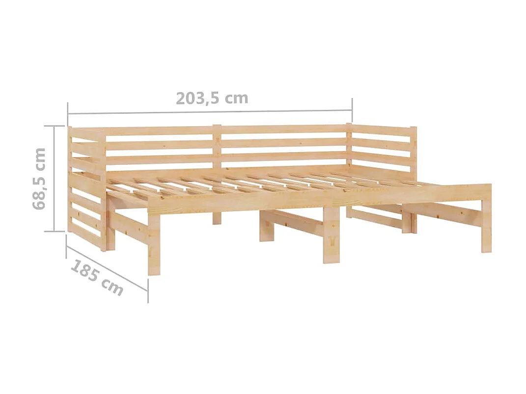 Lit coulissant 2x(90x200) cm Bois de pin massif 10