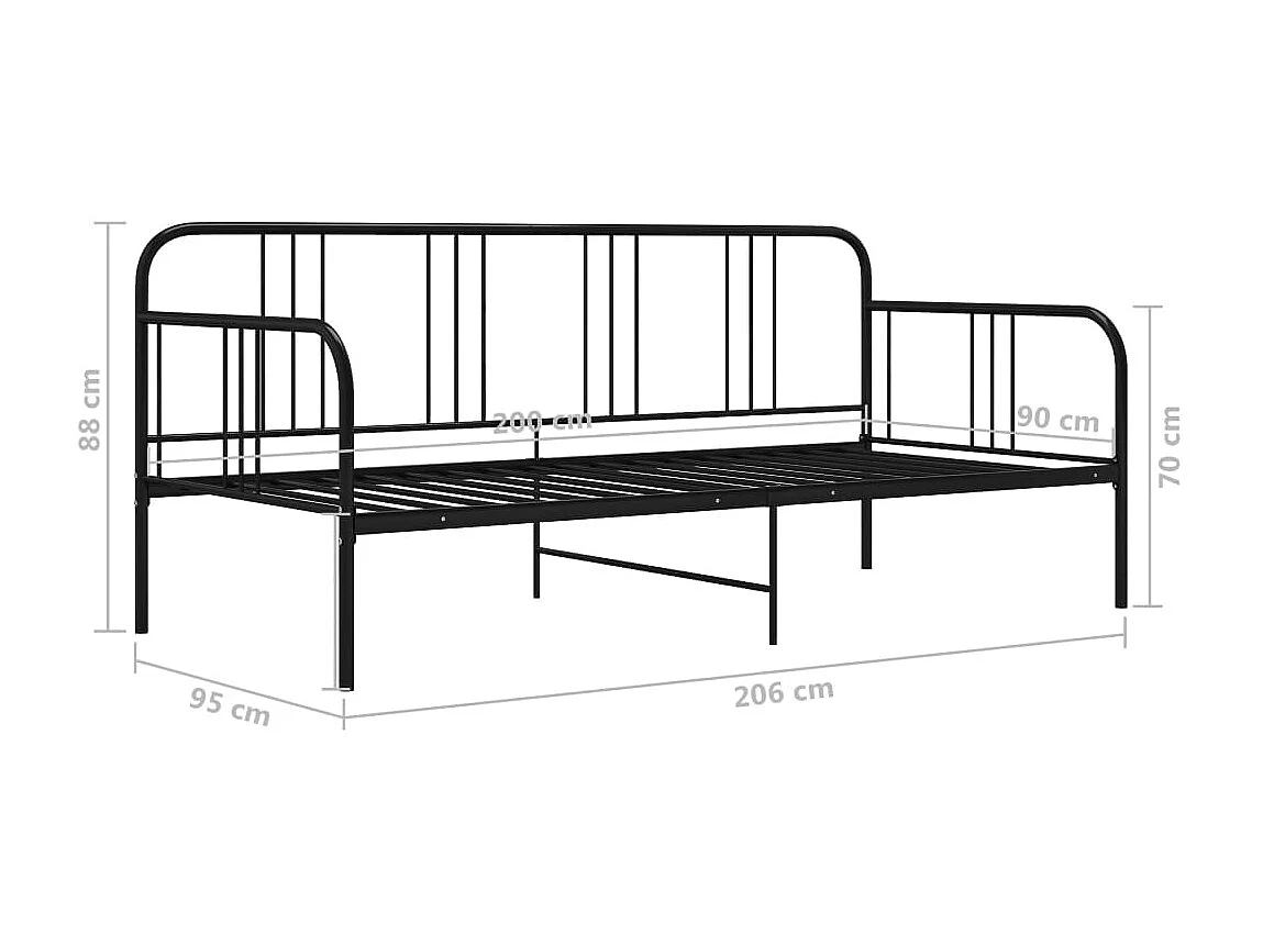 Cadre de canapé-lit Noir Métal 90x200 3