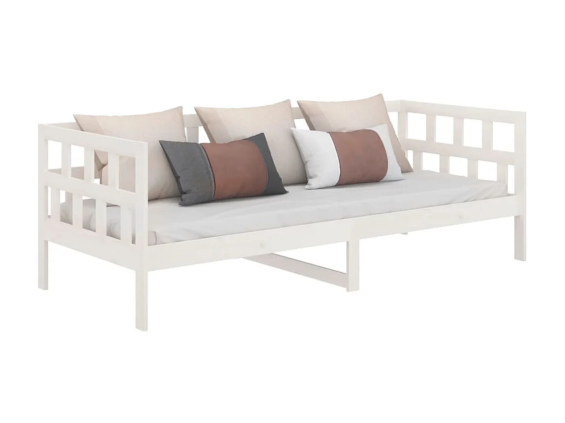 Lit de jour Blanc Bois massif de pin 90x190 2