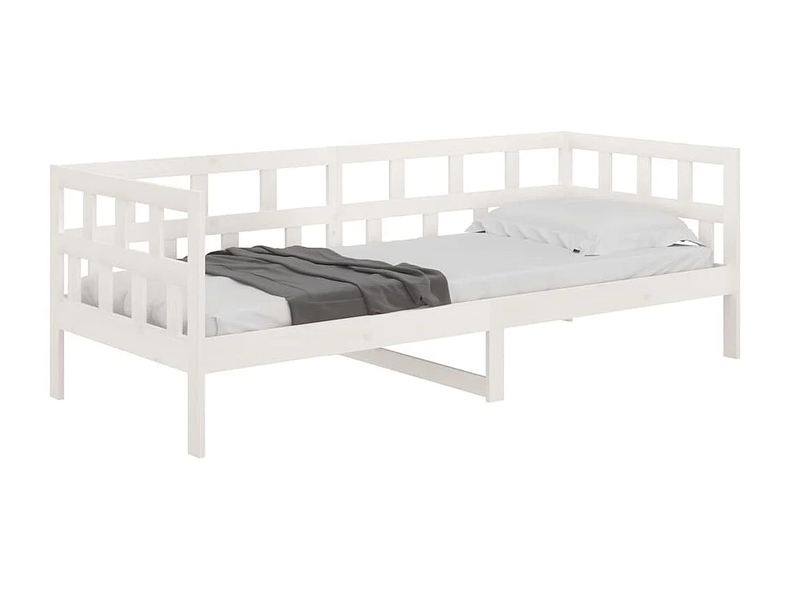 Lit de jour Blanc Bois massif de pin 90x190 2