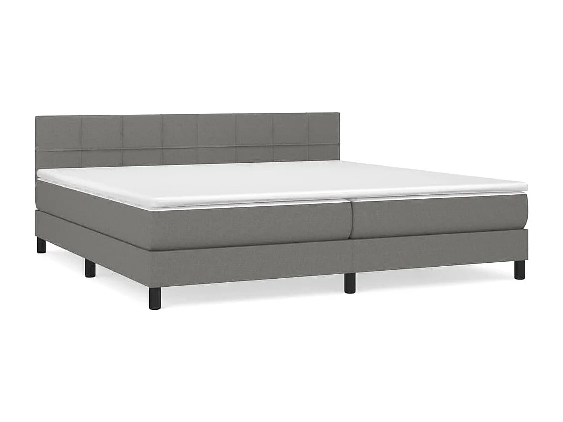 Lit à sommier tapissier avec matelas Gris foncé 200x200 Tissu 2