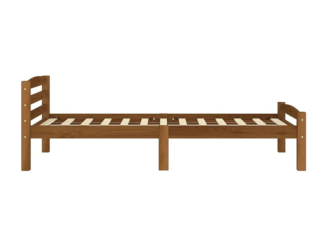 Lit Marron miel Bois de pin massif 90x200 10